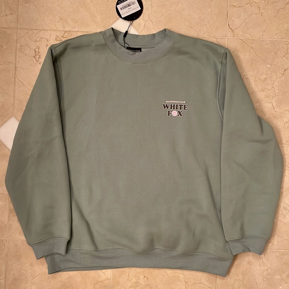 White Fox Happiness Club Sweatshirt S/M Sage